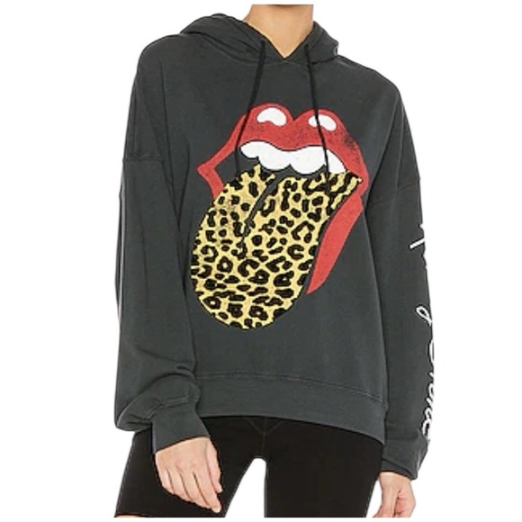 Free People Tops - Free People DAYDREAMER X‎ REVOLVE Flocked Rolling Stones Hoodie Sweatshirt XS